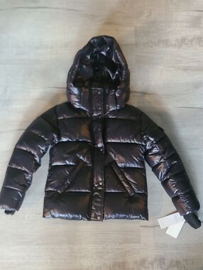 Kids Black Hooded Puffer Jacket